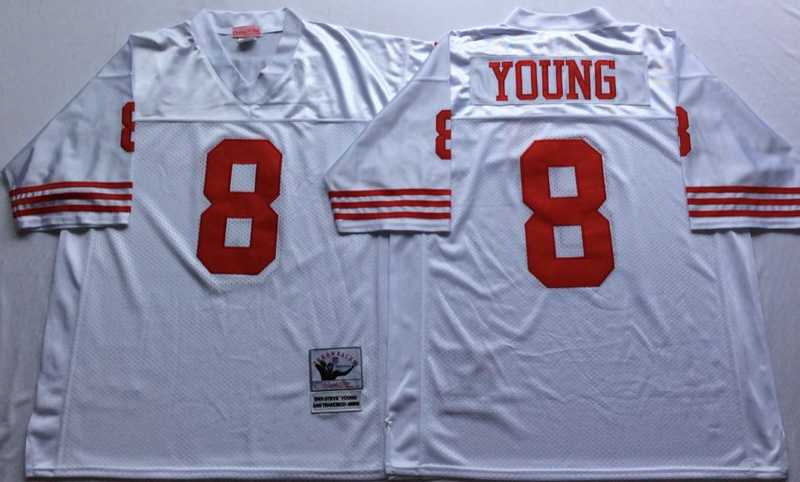 49ers 8 Steve Young White M&N Throwback Jersey->toronto blue jays->MLB Jersey